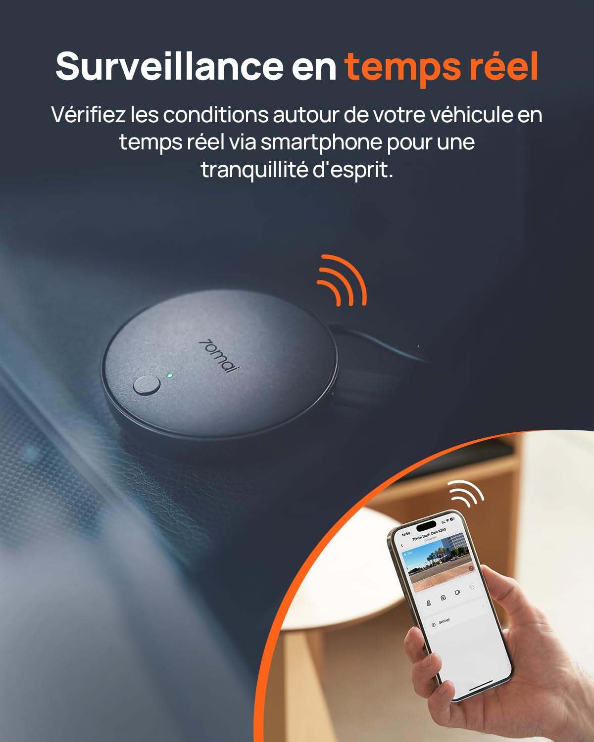 70mai 4G Kit de Câblage UP04 for Dash Cam 4K Omni/X800&A810&A510&T800&A810S, Surveillance de Parking Intelligent 24H, Surveillance en Temps réel, Alerte Instantanée, Localisateur Voiture par GPS