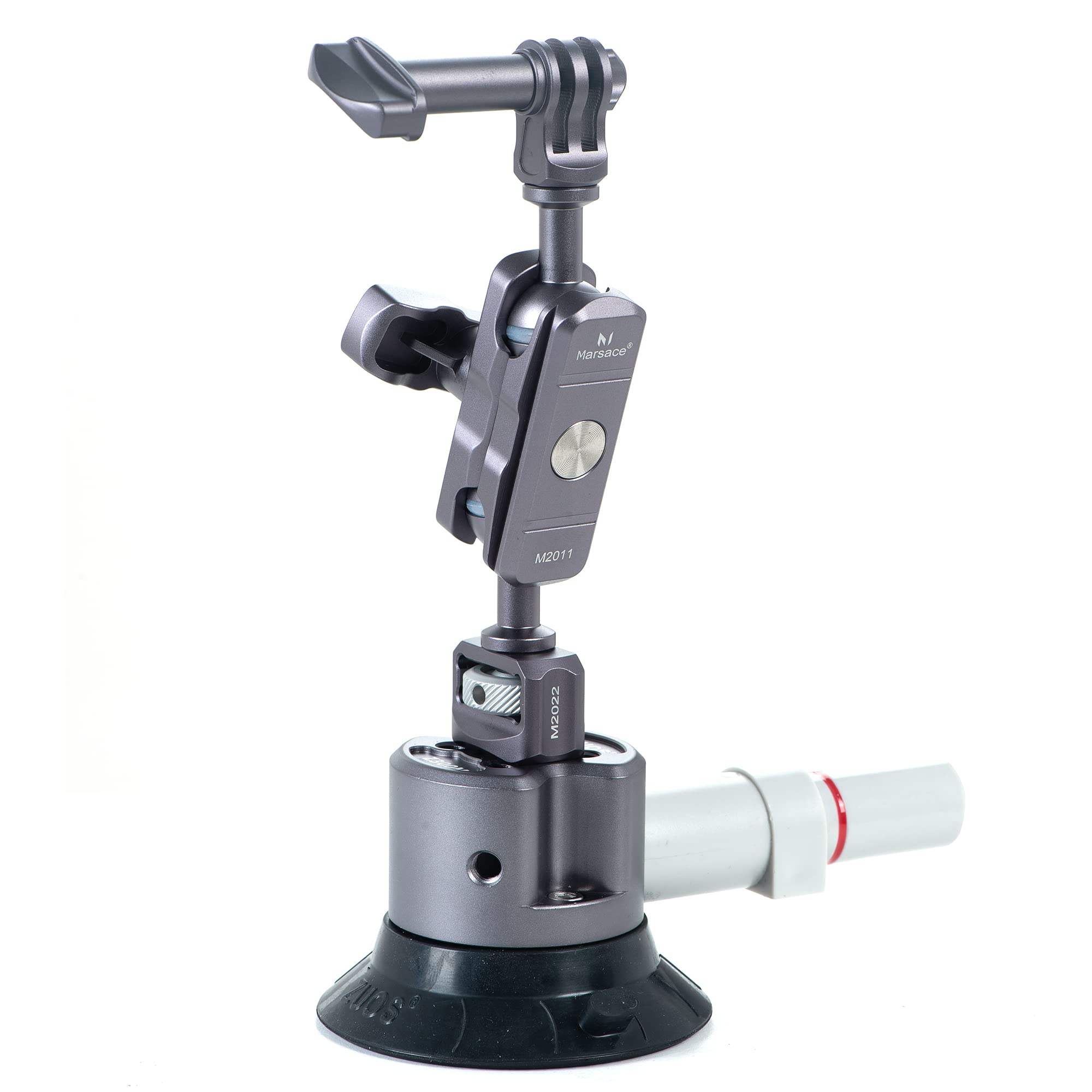 ZUOS 3" Camera Car Suction Cup Mount with 1/4" & 3/8" Screws, Quick Release Pump Vehicle Camera Mount Compatible with Mobile Phone, Action Camera