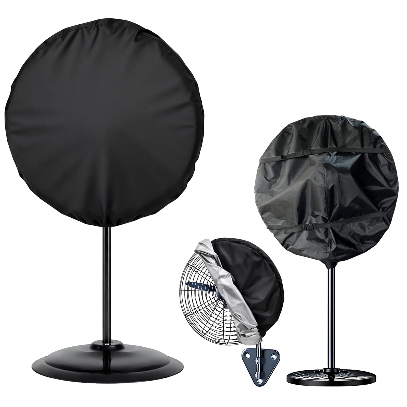 Wall Mount Fan Cover, 24 Inch Industrial Fan Cover, 600D Waterproof &amp; Dustproof for Wall Mount, Pedestal Fans Protection with Zipper and Securing Strap