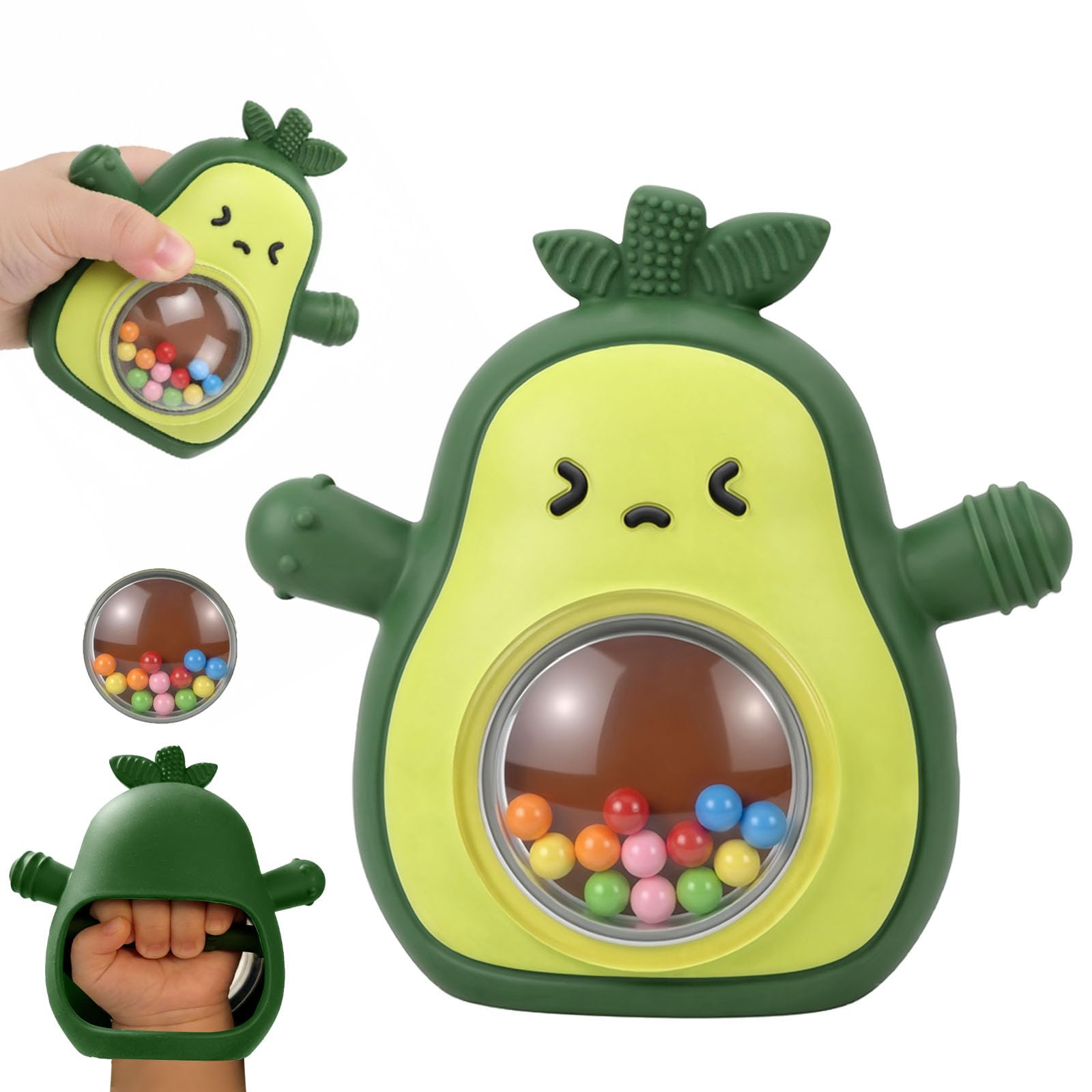 Wovinda Baby Rattle Teething Toys Silicone Avocado Teething
