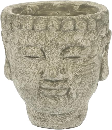Maceta de Buda, cabeza de buda, estatua de jardín zen, maceta, escultura de budismo, regalos para el hogar, interior y exterior, verde oliva, 5.1 x