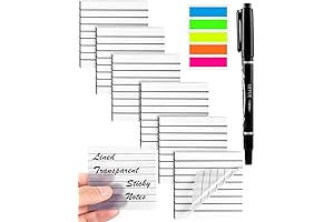 GEAoffice Transparent Sticky Notes with Lines: 400 Sheets for Neat and Organized Notes