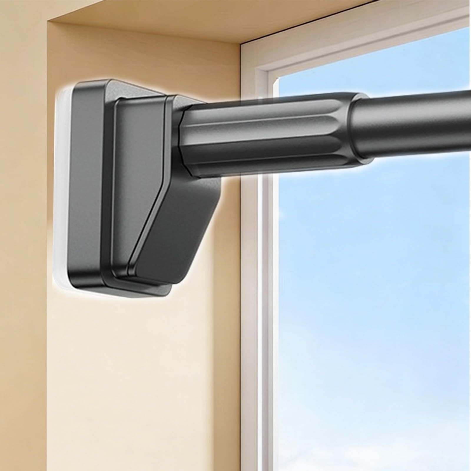 Teleskopstange zum klemmen Edelstahl, Gardinenstange ohne Bohren, Spannstange Verstellbare 40-500cm, Klemmstange Rutschfest Rostfrei für Badezimmer Fenster Kleider schrank(Schwarz,360-450cm)