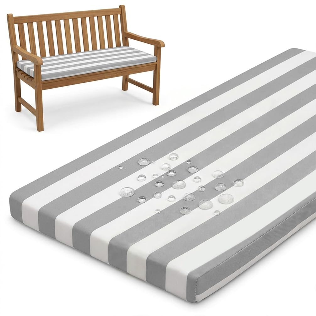 PTKG Waterproof Outdoor Cushions 2/3/4 Seater Chair Seat Pads Removable Cover Cushions for Sofa Waterproof Removable Cover for Garden, Rattan, Patio & Office Seat Pads,Grau,155x60x5cm