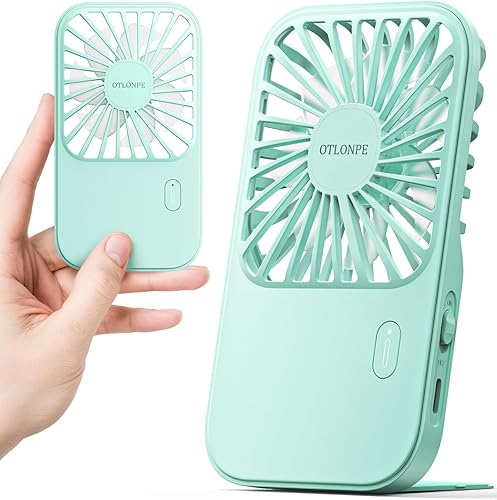 Miniatura 8 de Otlonpe Mini ventilador portátil recargable, pequeños ventiladores portátiles de mano con batería personal para viajes de escritorio de mano,