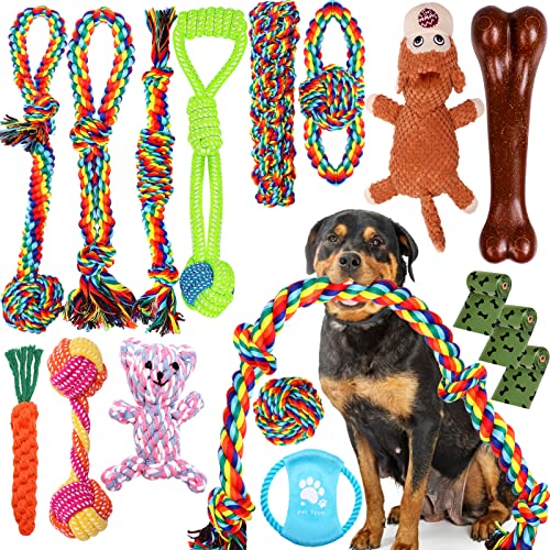 XLMYS 17 PCS Dog Chew Toys for Aggressive Chewers, Puppy Teething Chew Toys Dog Rope Toys Tug of War Dog Toys for Puppy Teething XLMYS 17 PCS Dog Chew Toys for Aggressive Chewers, Puppy Teething Chew Toys Dog Rope Toys Tug of War Dog Toys for Puppy Teething