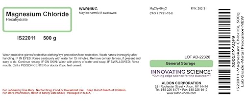 Miniatura 2 de ALDON Innovating Science Cloruro de magnesio, 17.64 oz, grado de laboratorio, precursor de metal, colección química curada