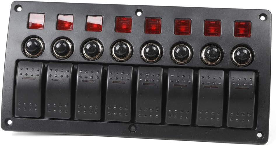 12V/24V LED Switching Panel 8 Speed IP65 Waterproof Switch Toggle Switch Switchboard for Car Bus Boat 3-in-1 Switch Panel