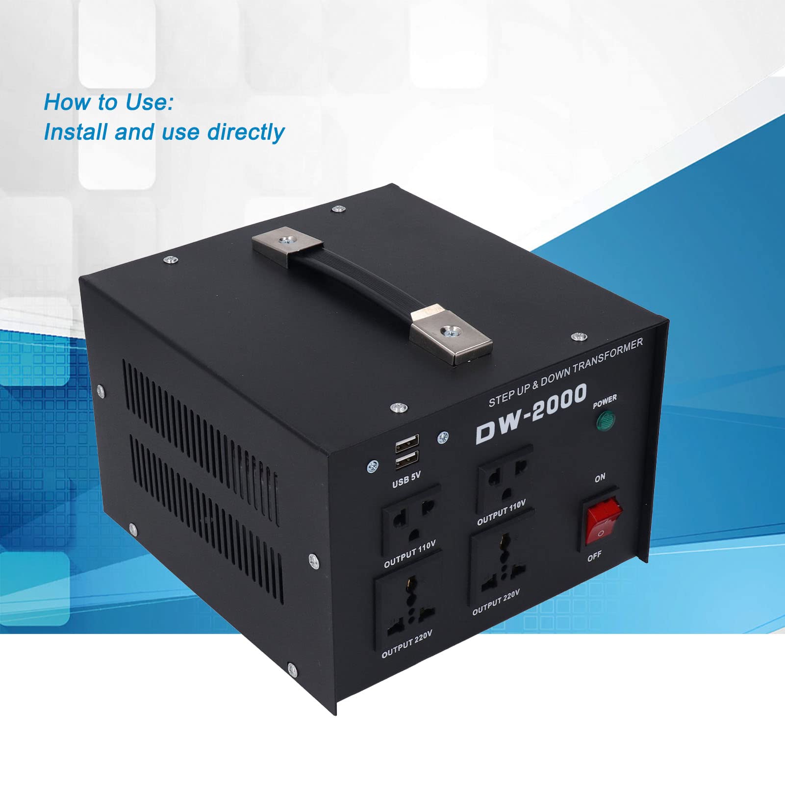 Power Boost Converter, convertidor de tensión portátil monofásico con entrada regulable y multitap para electrodomésticos Enchufe de la UE