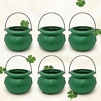 Vista 17 de PMU Caldero de plástico negro para el Día de San Patricio de 8 pulgadas, caldero de plástico negro para el duende del día de San Patricio y Mardi