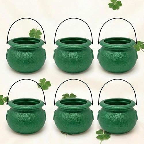 Miniatura 17 de PMU Caldero de plástico negro para el Día de San Patricio de 8 pulgadas, caldero de plástico negro para el duende del día de San Patricio y Mardi