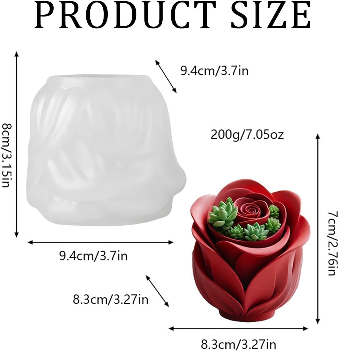 3D Rose Flower Silicone Mold Floral Epoxy Resin Mold for DIY Candle Holder