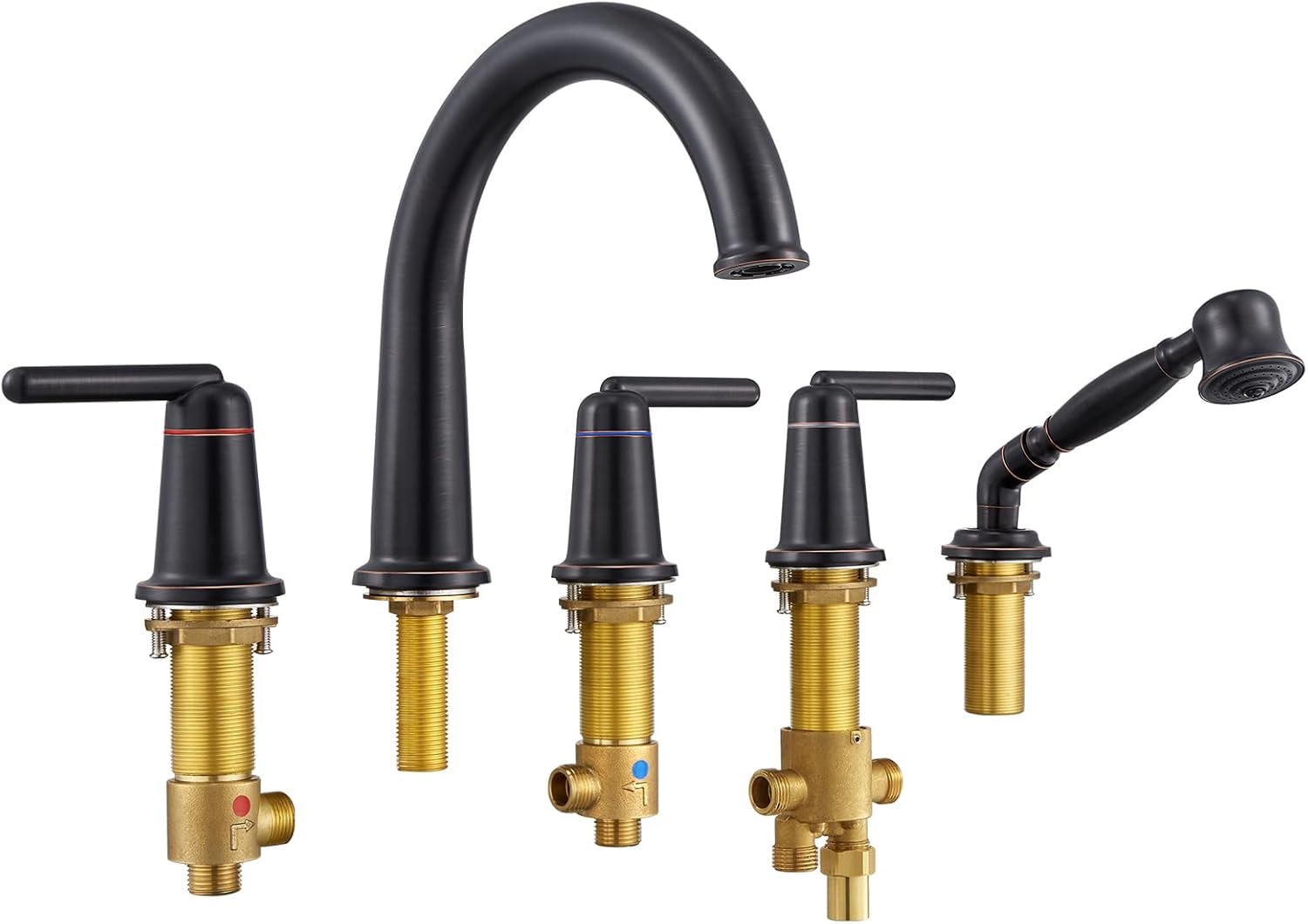 Wintap Roman Bath Tub Faucet Set with Sprayer, 5 Hole Widespread Deck ...
