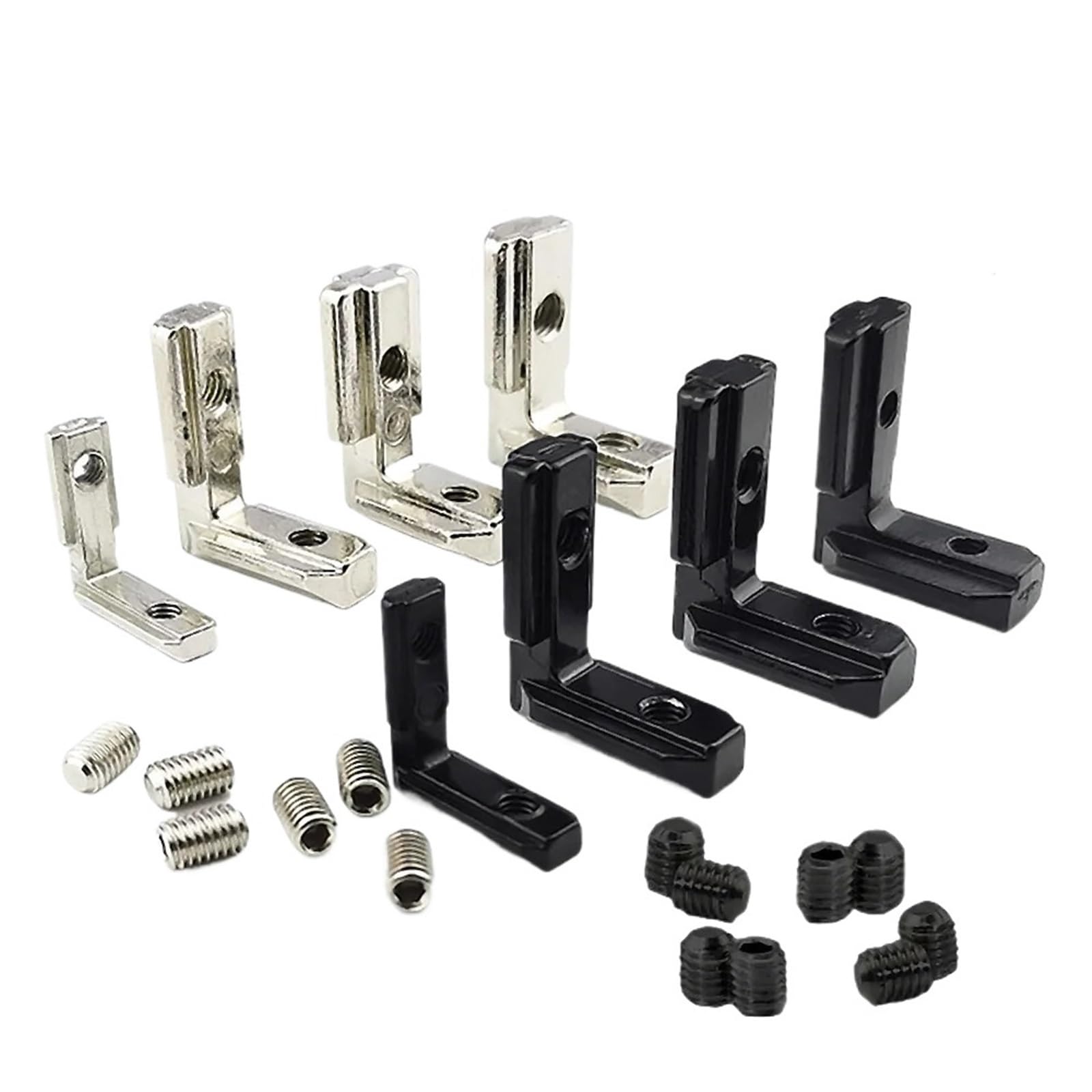 Escuadras Metalicas 10 conectores de esquina ocultos interiores con tornillos for perfil de aluminio(30-M6 Black)