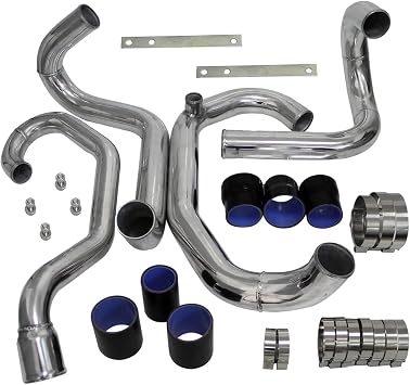 Front Mount Intercooler Piping Kit for Subaru Impreza GC8 WRX/STI w/EJ20T;JDM WRX 2.0L Turbo/STi EJ207 FMIC 1996-2000 RS sliver-black