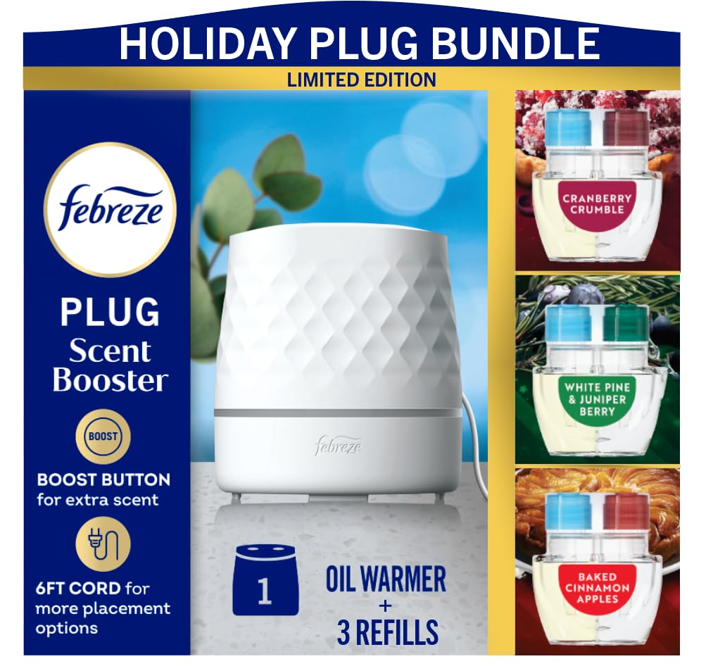 Febreze Plug Scent Booster Continuous Scent Device Oil Diffuser Compatible Plug in Air Freshener Odor-Fighting Scented Oil Refills