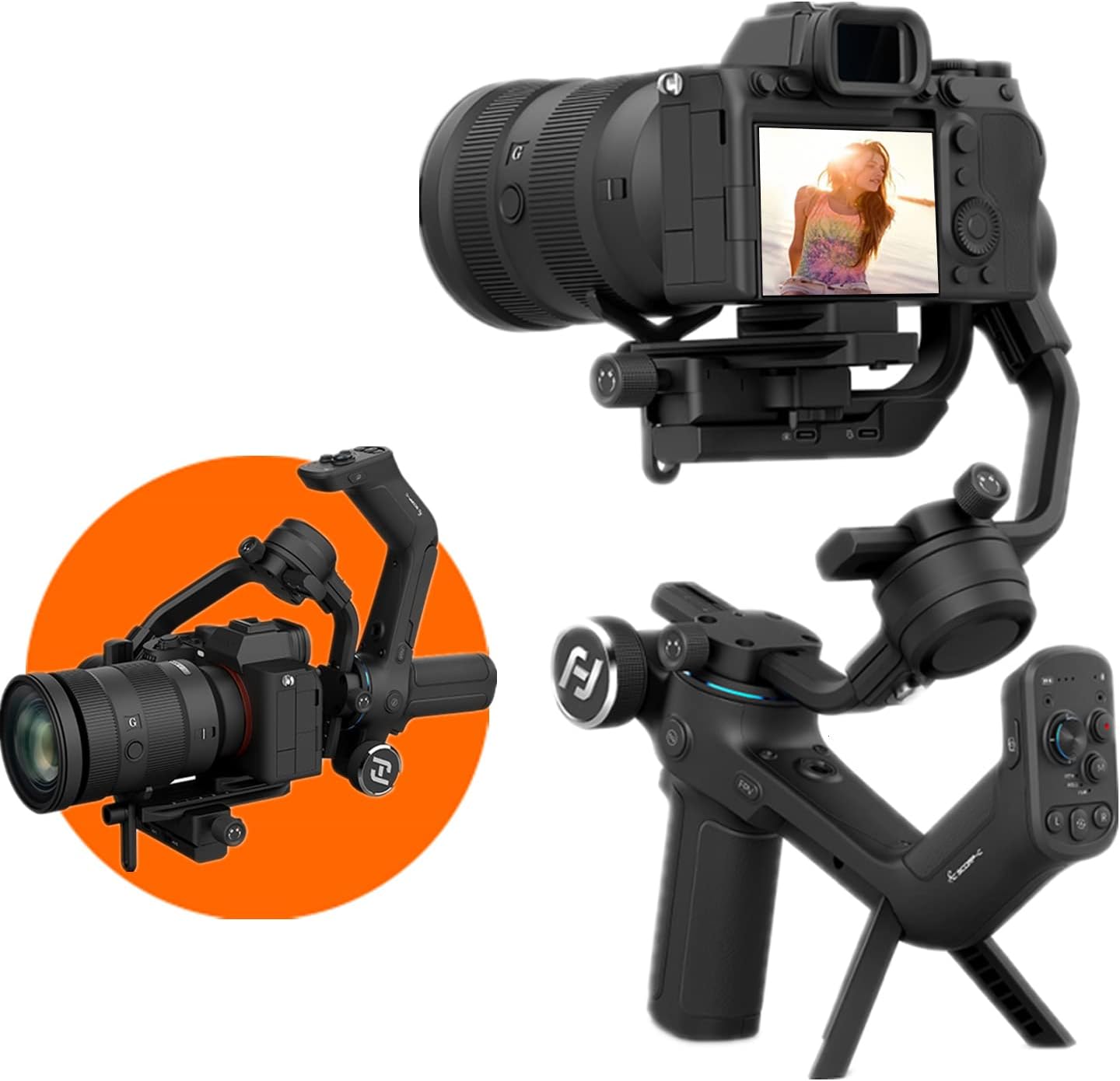 FeiyuTech SCORP-C, Camera Stabilizer Gimbal, Camera Gimbal,for Mirrorless Cameras & DSLR,For Nikon Canon Sony Panasonic Lumix, 5.5lbs Payload, Lightweight,3-Axis Handheld Gimbal Stabilizer