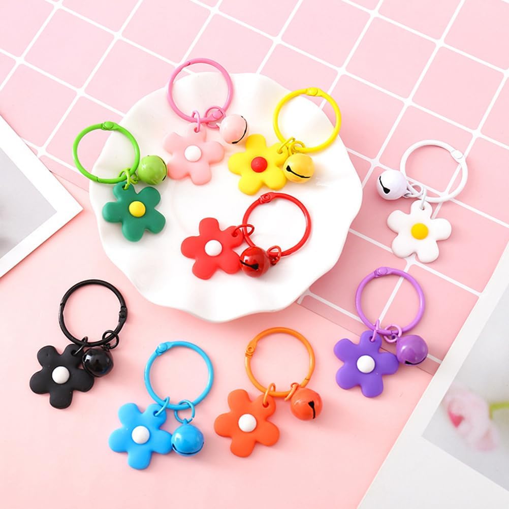 TENDYCOCO Flower Bell Keychain with Colorful Small Flower Charm and Ring Bells Cute Keyring Accessory for Women S Bags and Keys 2.16X0.86X0.39 Inch - Image 6