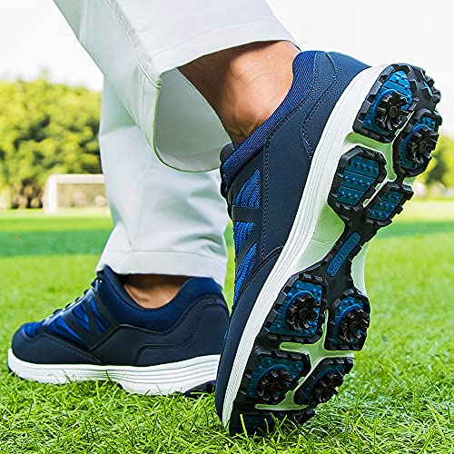Image of THESTRON Men Golf Shoes Mesh Breathable Breathable Golf Walking Sport Sneakers 7 Spikes Golf Trainers