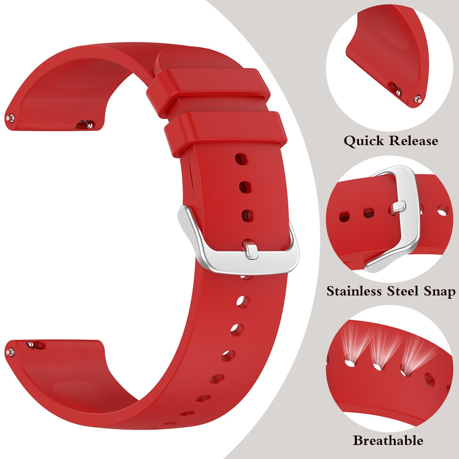SUGARJAR Strap For Nerunsa P66D,22mm Silicone Band for Donerton T50S,T50H,Popglory P66,ENOMIR IDW19/LW51/LW11,TOOBUR IDW13/IDW16/IDW19/BW01,uaue T50S,Narcid P95/P66,TUYOMA LW36,WeurGhy Y6 - Image 3