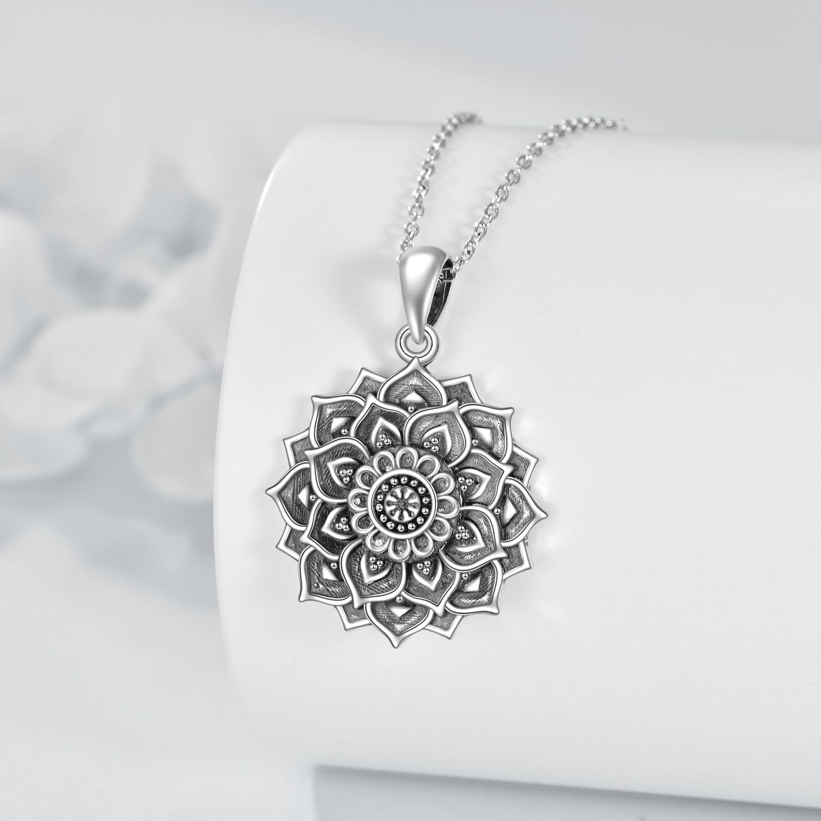 YAFEINI Lotus Kette für Damen Sterling Silber Lotus Halskette Anhänger Schmuck Mütter Tag Geburtstag Geschenke für Mädchen
