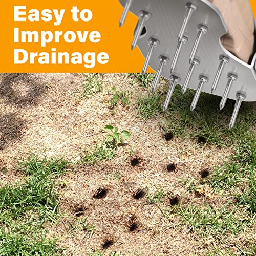Leweio Lawn Aerator Shoes Metal Aerator Shoes With Upgraded Strap Design And Non-Slip Adjustable Snap For A Healthier Effectively Aerating Soil, Revives Soil Health (Grey) #TOP4