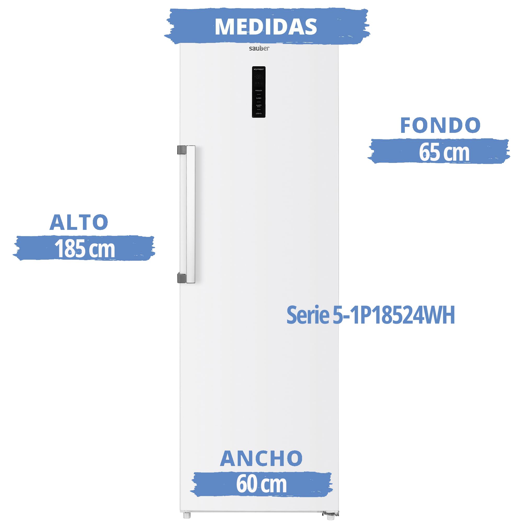 Sauber - FRIGO 1 Puerta FRIG. SAUBER SERIE 5-1P18524WH NF- NO FROST - E - 185 X 60 cm - 274 litros - Display Control Temperatuta - ENTREGA Y RETIRADA USADO EN DOMICILIO INCLUIDA