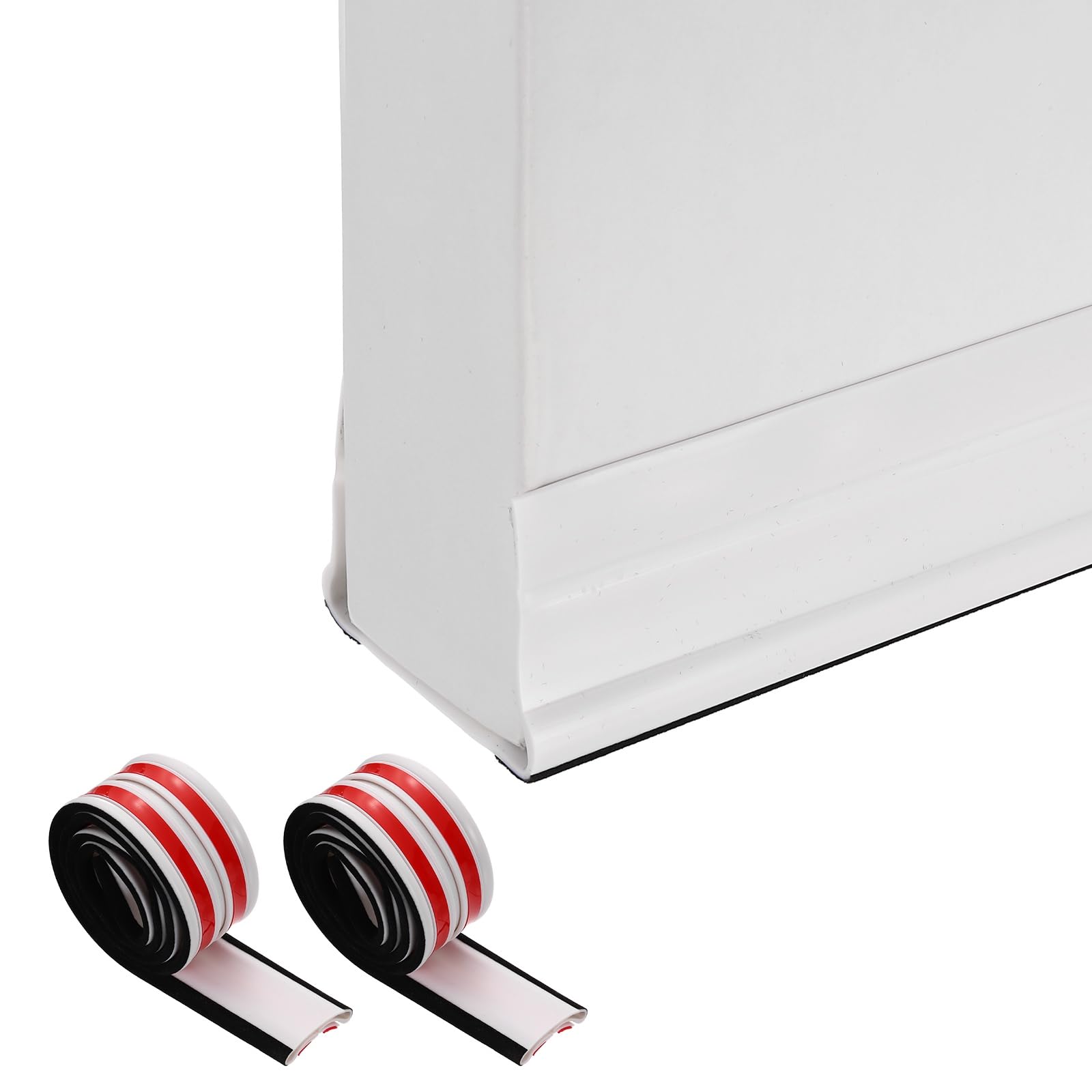PATIKIL 2 paraspifferi per porta da 90 cm, in PVC, autoadesivi, pieghevoli, bloccanti rumore, adatti per porte interne ed esterne di spessore da 6 a 5,8 cm, colore: bianco