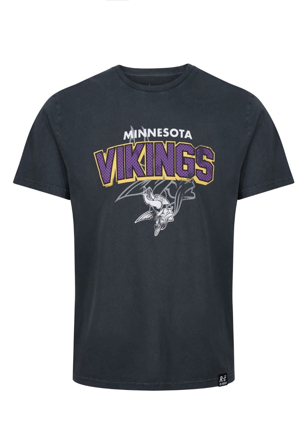 Recovered Men's Tshirt-Vikings-Black-#30609 Minnesota Vikings Black Nfl Galore Washed T-Shirt
