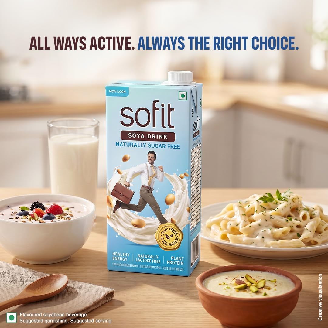 Sofit Soya Drink Naturally Sugar Free, 1000ml| Vegan Drink |Enriched with plant protein, dietary fibers, vitamins and calcium | Lactose Free | Gluten Free | Preservatives Free 4