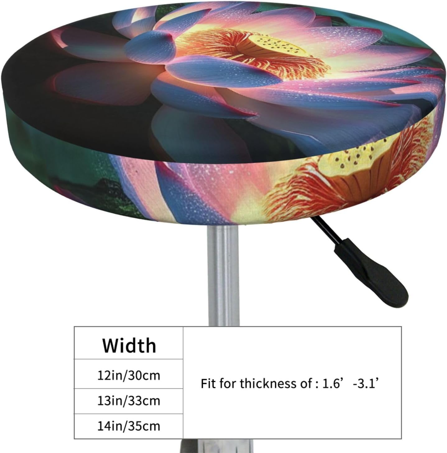 Bar Stool Cover Round Elastic Stool Cushion Covers Lakeside Flowers Bar Chair Cover Washable Stool Cushion Slipcover Stretch Stool Seat Covers for 12-14 Inch Chair