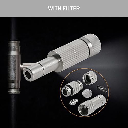 Miniatura 4 de 20 boquillas de latón Mister, boquillas de nebulización de 0.236 in para sistema de refrigeración al aire libre, paisajismo, humidificación de aire,