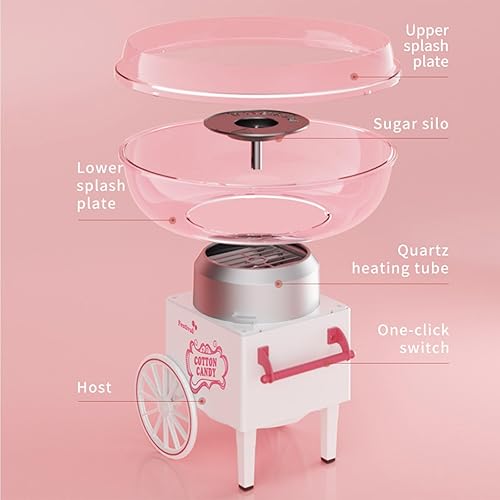Miniatura 9 de FUNTELL Mini máquina de algodón de azúcar para niños, incluye cuchara de azúcar, palitos de algodón para fiesta de cumpleaños, regalos, usos