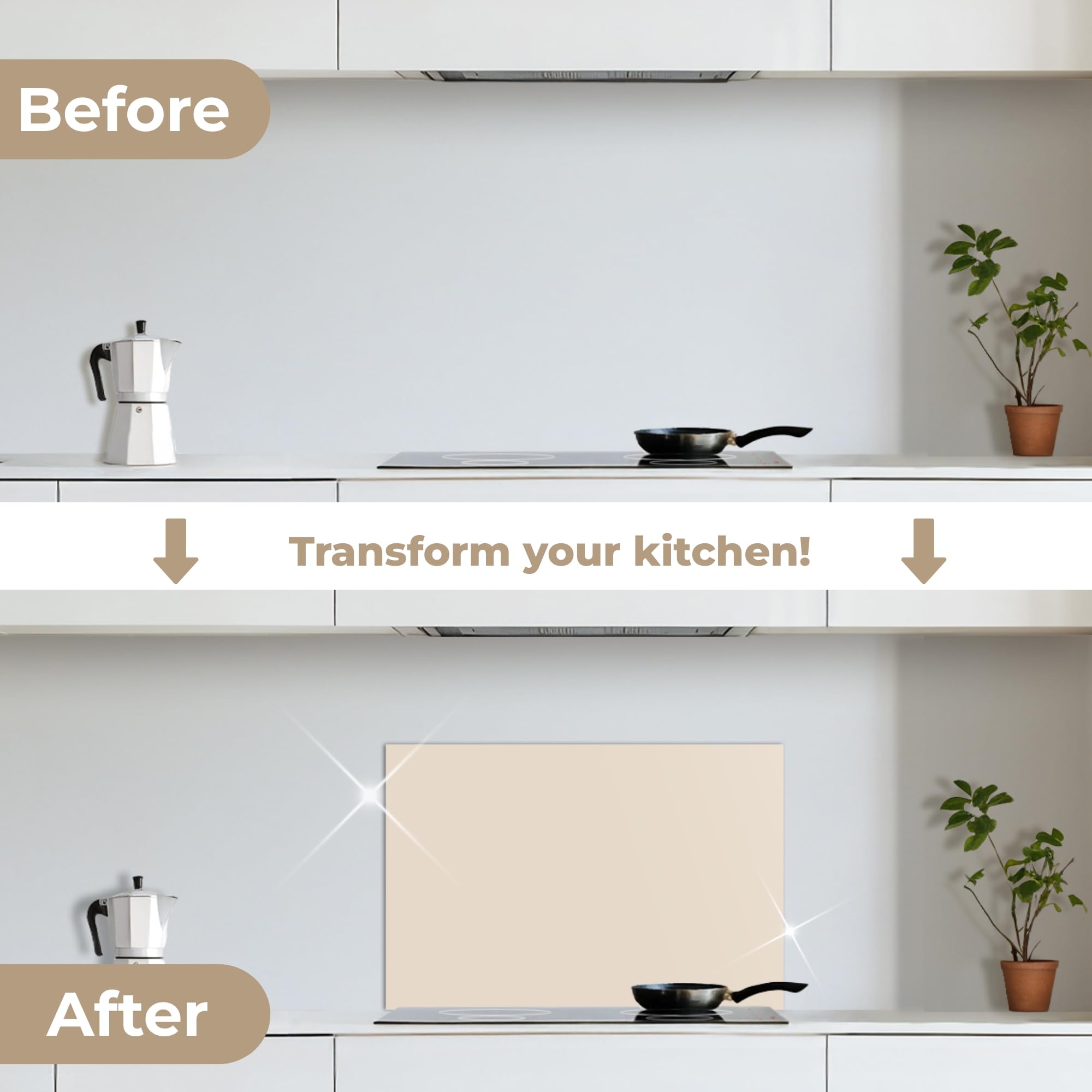 KitchenYeah© Antisalpicaduras Cocina 40x60 cm Adhesivo Salpicadero Protector Salpicaduras Sink Splash Guard Luz - Beige - Color - Sólido