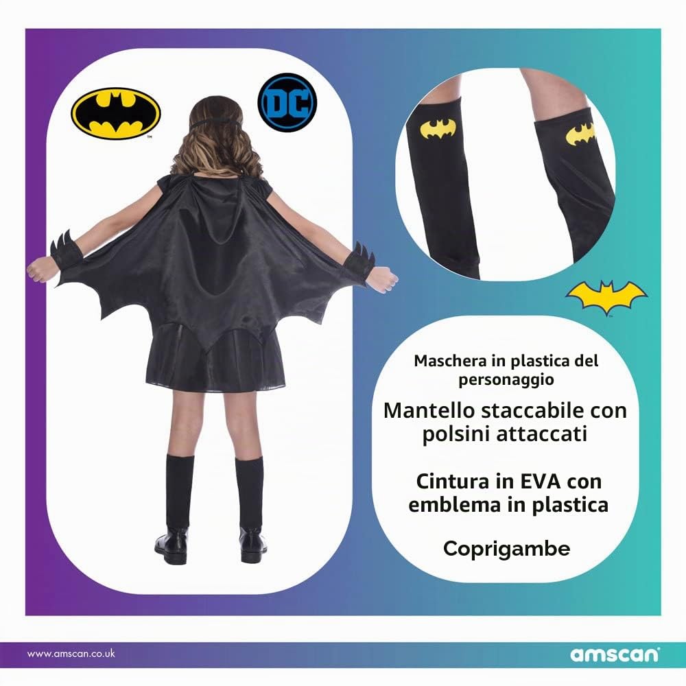 Costume classico da bambina Warner Bros Batgirl per bambini