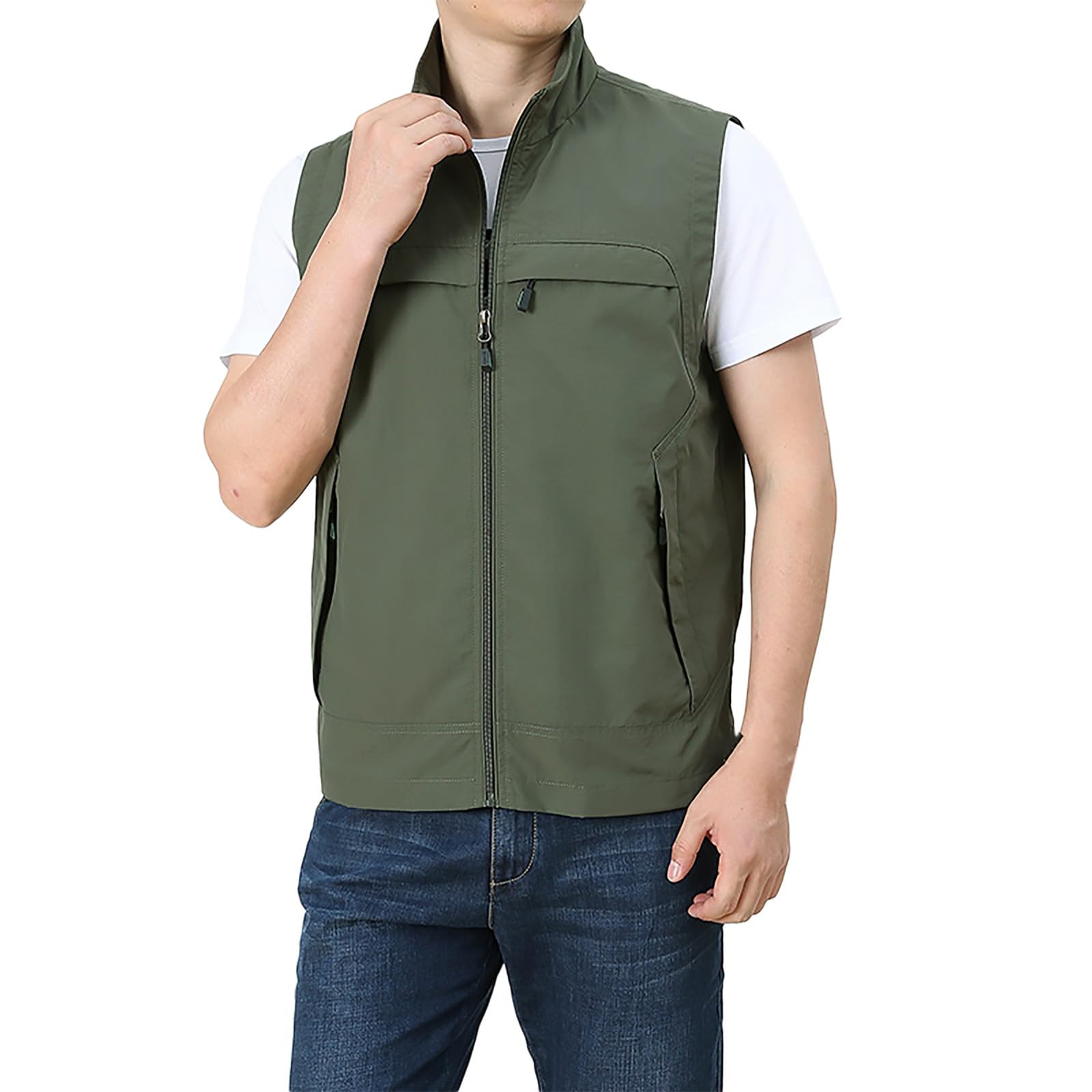 Generisch Chaleco de trabajo para hombre de verano amarillo,Chaleco