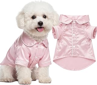 Dog Silk Pajamas Shirt Puppy Satin Pjs for Small Dog, S, Pink