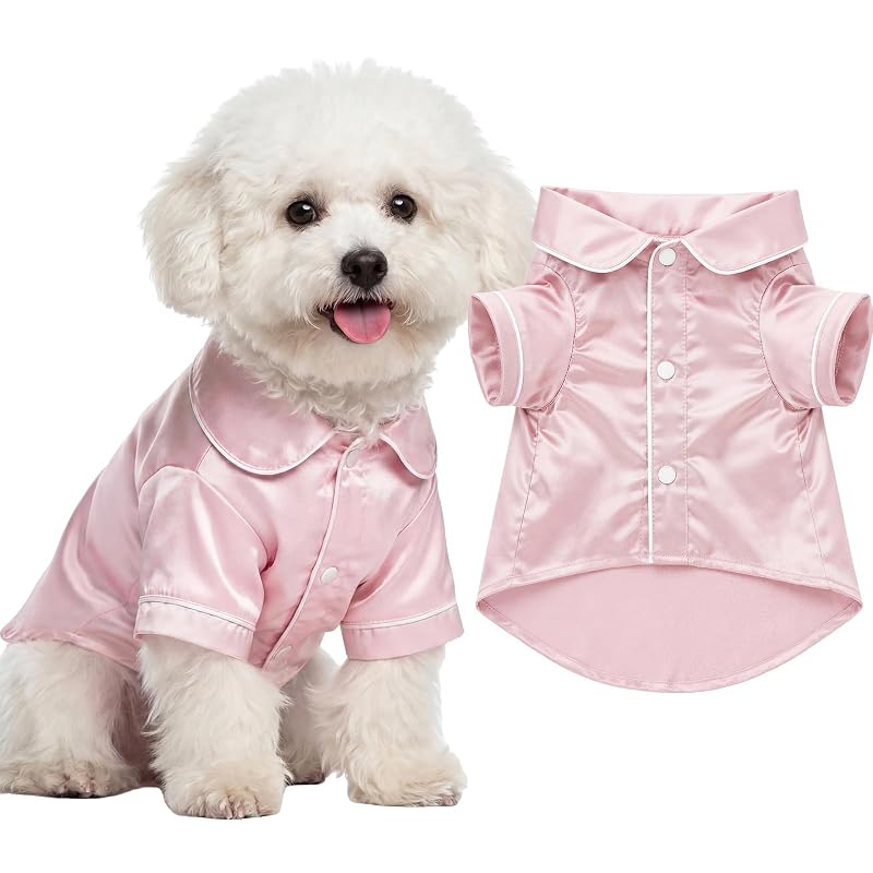 Camisa de pijama acetinada para cães pequenos Cosblank, tamanho S, Pink