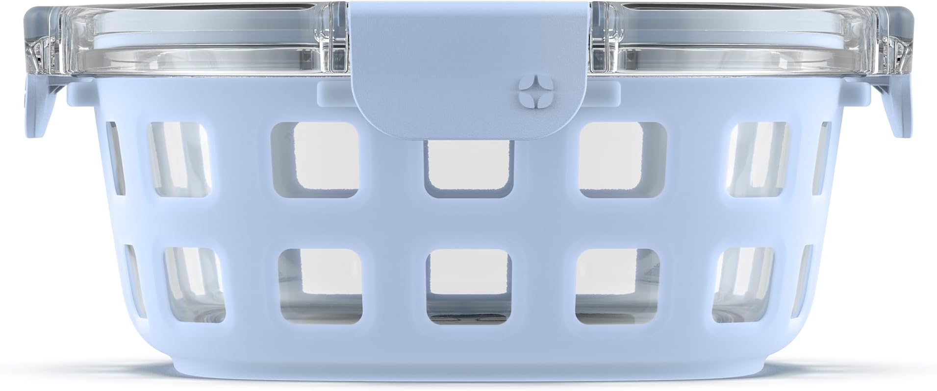 Duraglass Meal Prep Container, 4 cup- Glass Food Storage Container with Silicone Sleeve and Airtight BPA-Free Plastic Lid, Dishwasher, Microwave, and Freezer Safe, Halogen Blue
