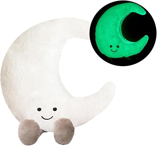 Miniatura 1 de Almohada de felpa de luna brillante, juguete de peluche fluorescente, felpa de luna que brilla en la oscuridad, muñeca de peluche de estrella,
