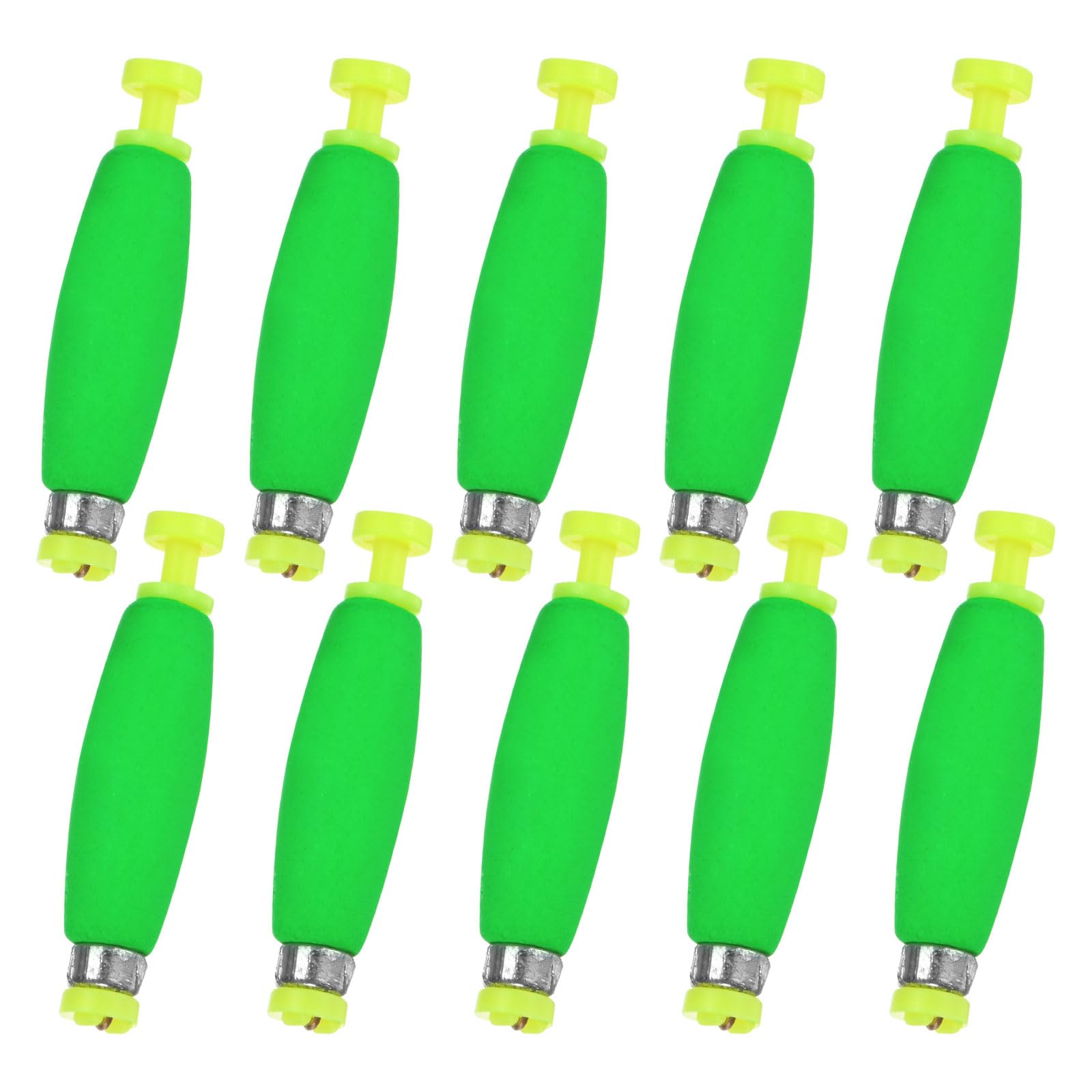 M METERXITY 10-Pack Fishing Bobbers Floats, 53mm EVA Foam Weighted Bobbers for Crappie/Bluegill/Trout Bass/Catfish, Clip-on Floats Slip Corks Floaters Strong Buoys [Green]