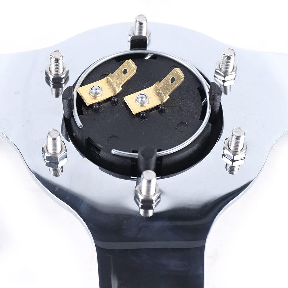 Volante professionale da 15" volante in legno marrone/argento accessori per volante auto con pulsante del clacson e anello in ferro