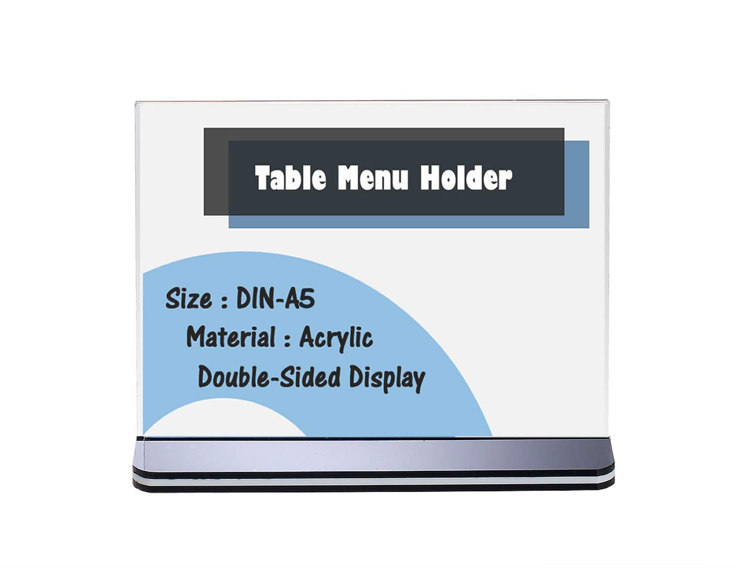 TUKA [10x] A5 Présentoirs de Table, Double Face, avec Base Plate, Paysage A5 Porte Menu Transparent Acrylique, Porte-Brochures Support de Présentation Réception Foires, TKD8204-A5-10x
