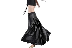 Women's Satin Full Circle Swing Halloween Belly Dance Tribal Skirt