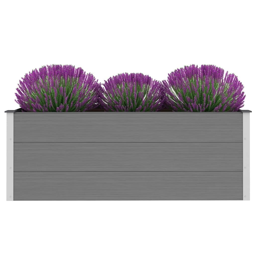 Podwyzszona donica ogrodowa WPC 150x50x54 cm szara podniesiona skrzynia na kwiaty z kompozytu drewna i plastiku odporna na warunki atmosferyczne do ogrodu tarasu balkonu latwy montaz