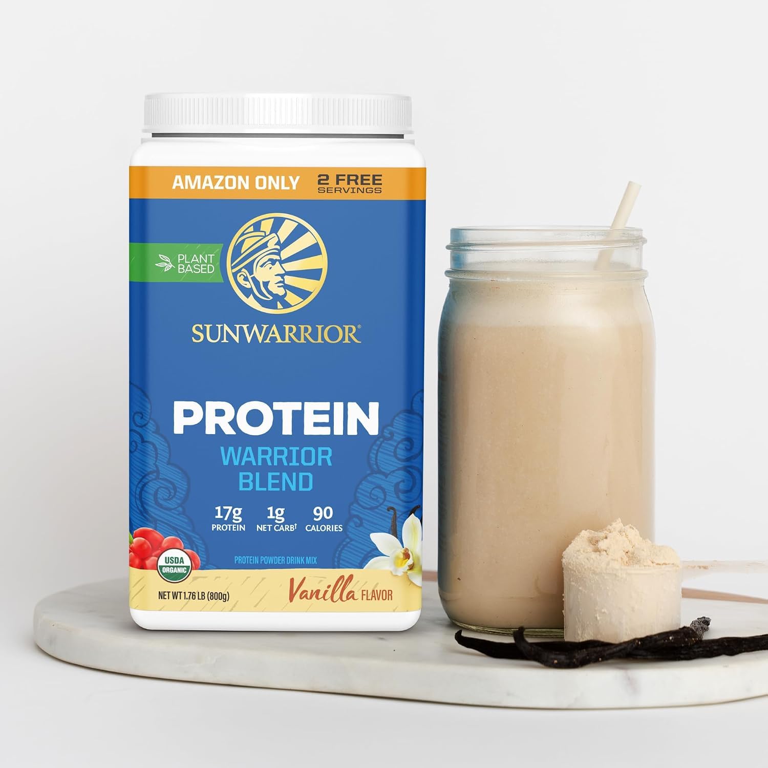 Sunwarrior Warrior Blend Organic Vegan Plant Protein Powder (32 Servings, Vanilla) — Amazon image 6