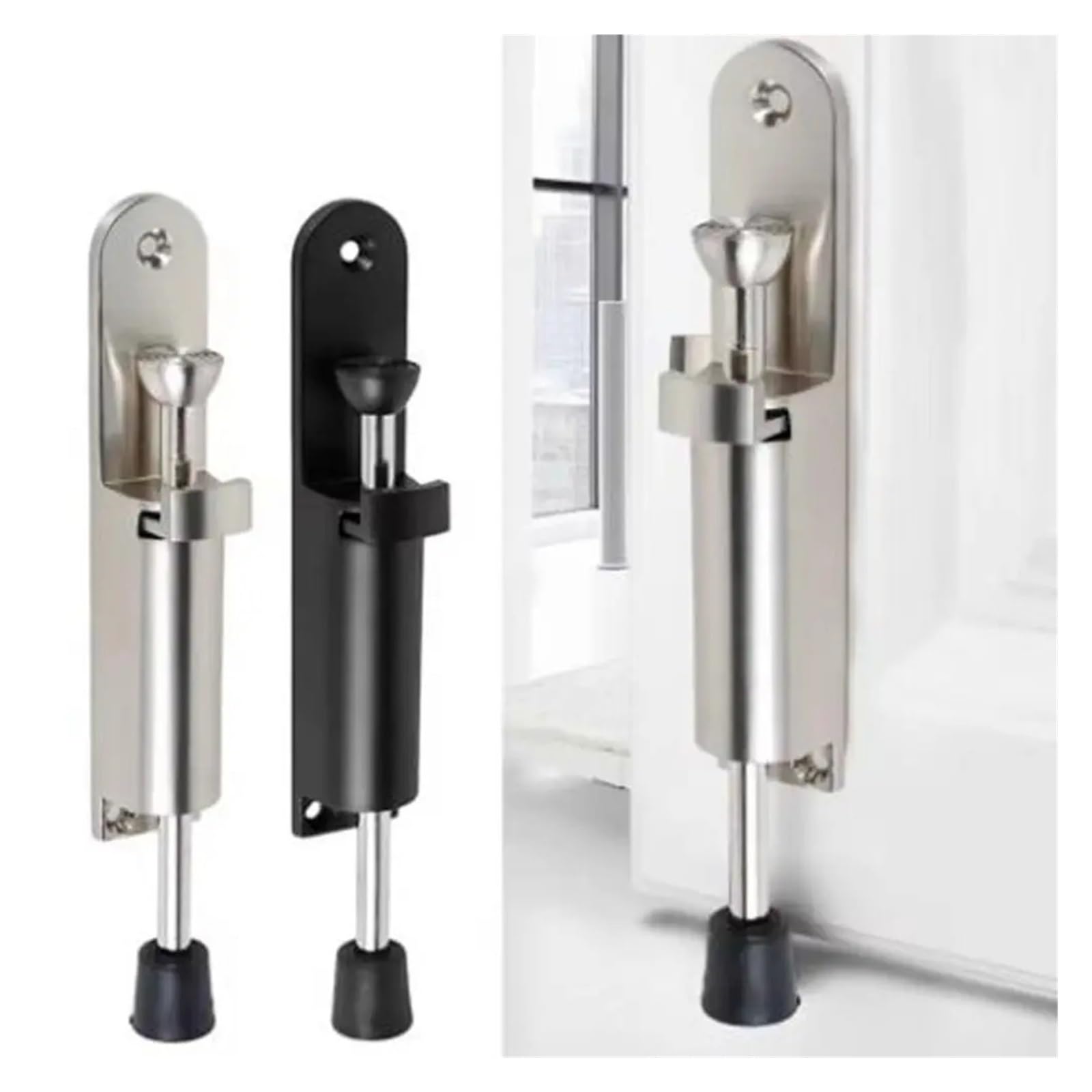 Fermaporta regolabile telescopico con base stabile in gomma (argento)
