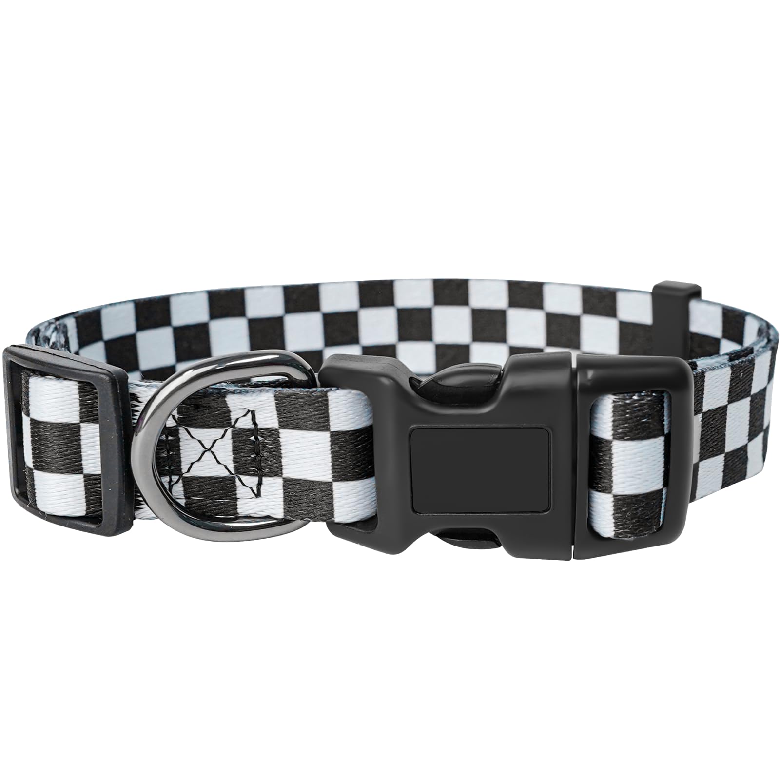 Dog Collar Adjustable Puppy Collar for Small Medium Large Dogs, Nylon Safety Collars with Leopard Print Night Visibility, Plaid L