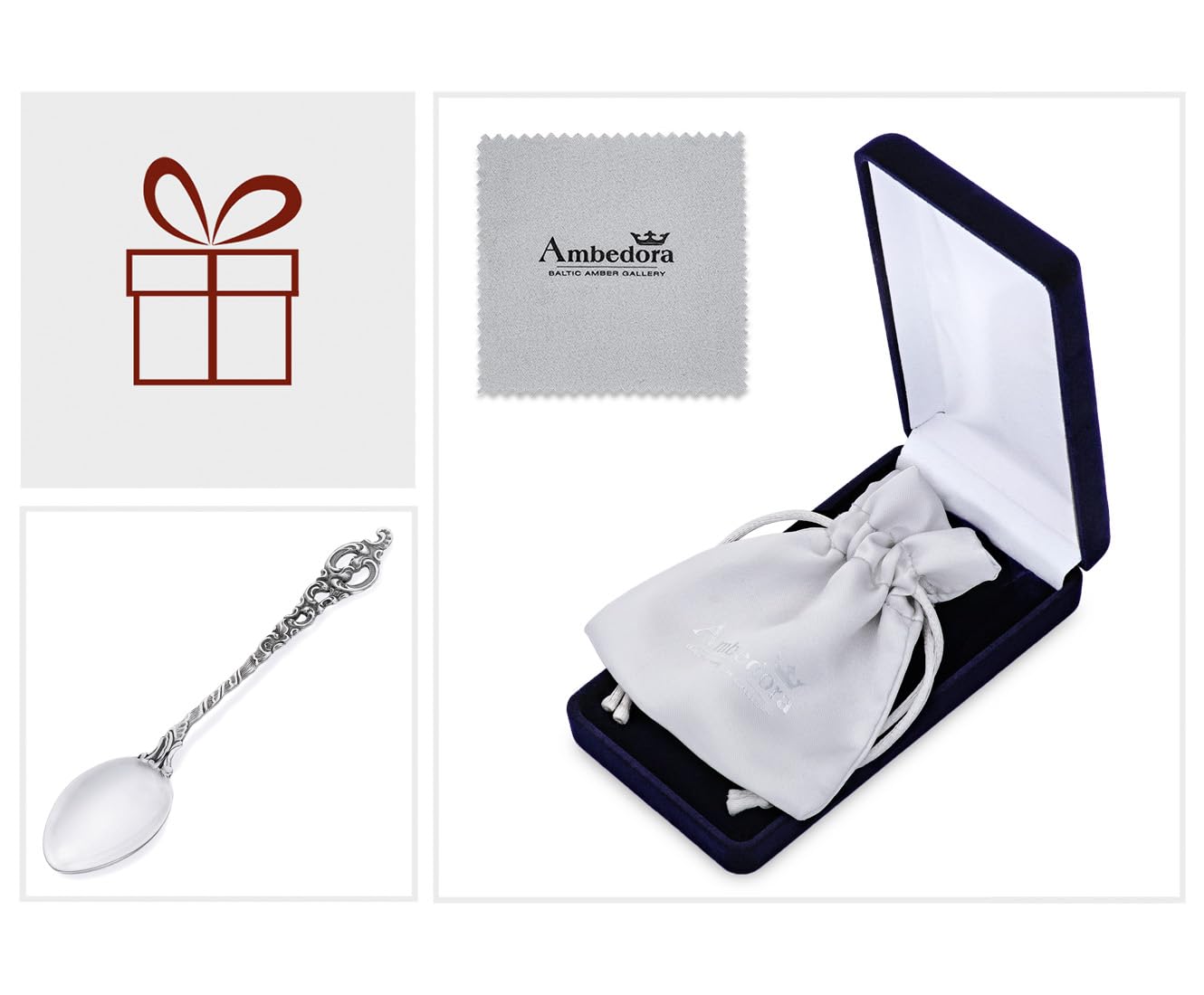 Petite cuillère en argent Roma pour garçon ou fille, baptême, cadeau d'anniversaire