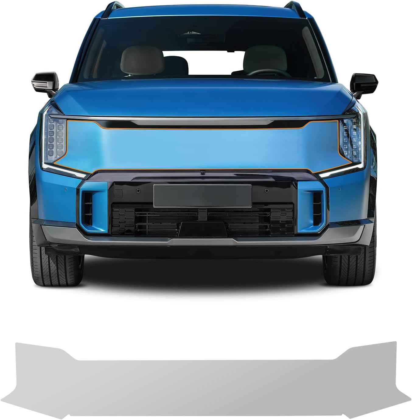 Precut Car Paint Protective Film for Kia EV9 GT-Line 2023 2024 Gloss Clear PPF Self Healing TPU HD Film Scratch Protector Exterior Accessories (Front Bar Center Part 1Pcs)